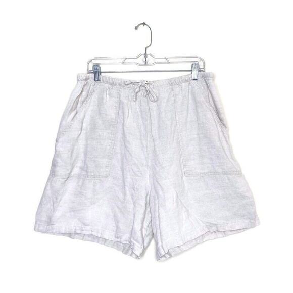 Vtg BAY STREET Women's 100% Linen Tan Shorts Stretch Loose‎ Flowy Plus Size 1X - Picture 1 of 6